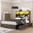 Nykolas King Size Bed Frame With Led Bookcase Headboard, Wooden Storage Bed With Charging Station & 4 Drawers, No Box Spring Needed/noise-free-98980028