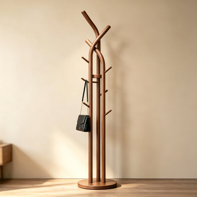 Solid Ash Wood Freestanding Coat Rack