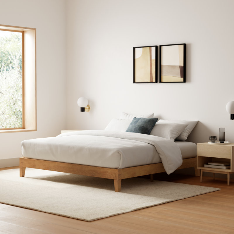 Amaryn Solid Wood Platform Bed, King, Natural