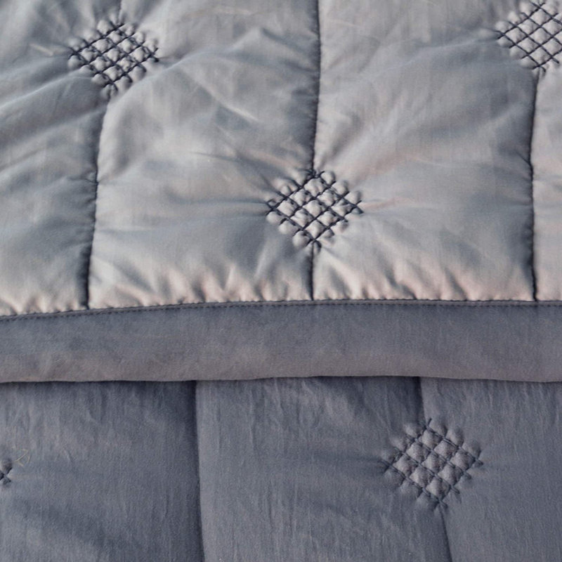 Ensemble de courtepointe réversible , Courtepointe simple et 1 taie décorative, Gris foncé