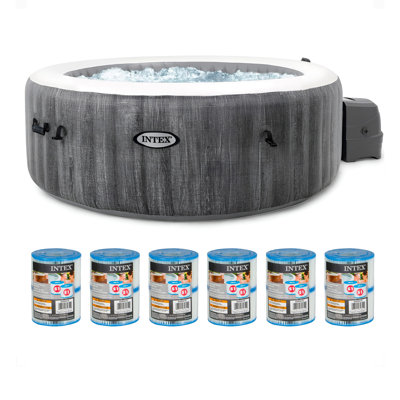 Intex 120 Volt 4 Person 140 - Jet Plastic Round Inflatable Hot Tub in Gray