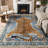 Aura Animal Print Machine Washable Blue / Yellow Indoor Area Rug with Non-Slip Backing-1640710544