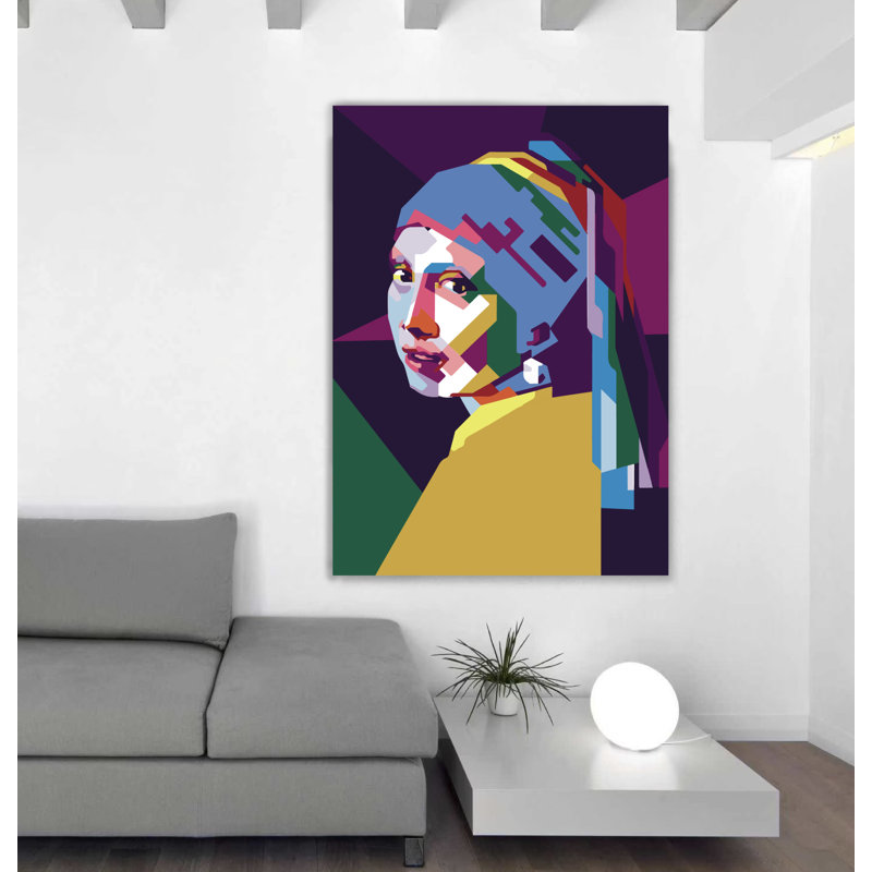 «Radiant Girl Pop», art acrylique, H 12 po x l 18 po x P 1 po, Cadre noir