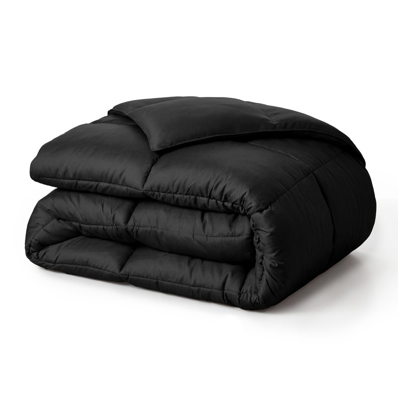 All-Season Reversible Down Alternative 100% Microfiber Comforter, King Comforter, Black