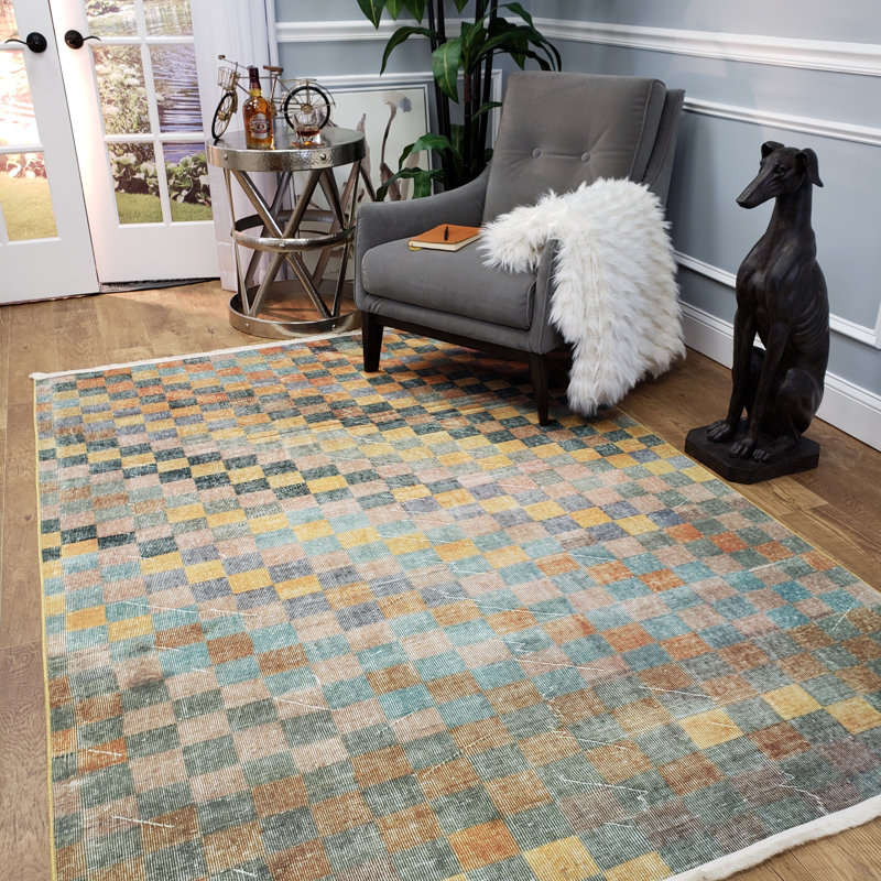 Tapis géométrique ambre Covin, Rectangle 5 pi 3 po x 7 pi 7 po