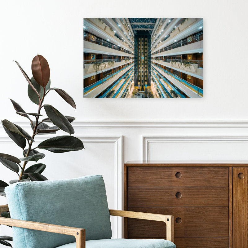 «Grand Hotel Atrium», impression d'art urbain élégant, H 16 po x l 24 po