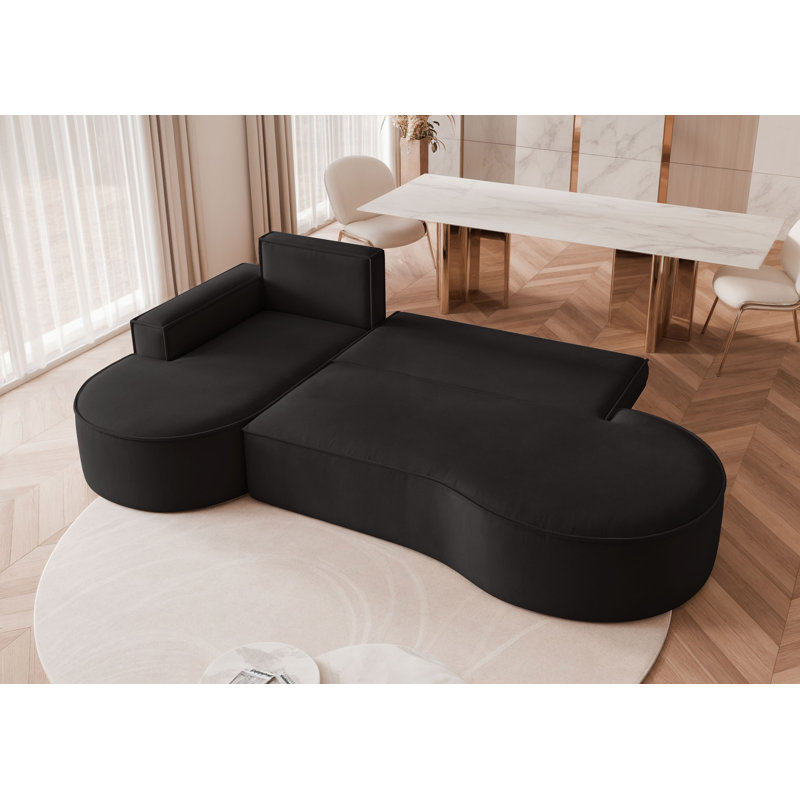 6 Seater Corner Sectional, Left Hand Facing, Black