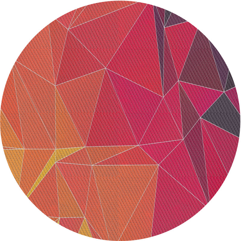 Rose abstrait/Tapis décoratif orange Irene, Rond 5 pi