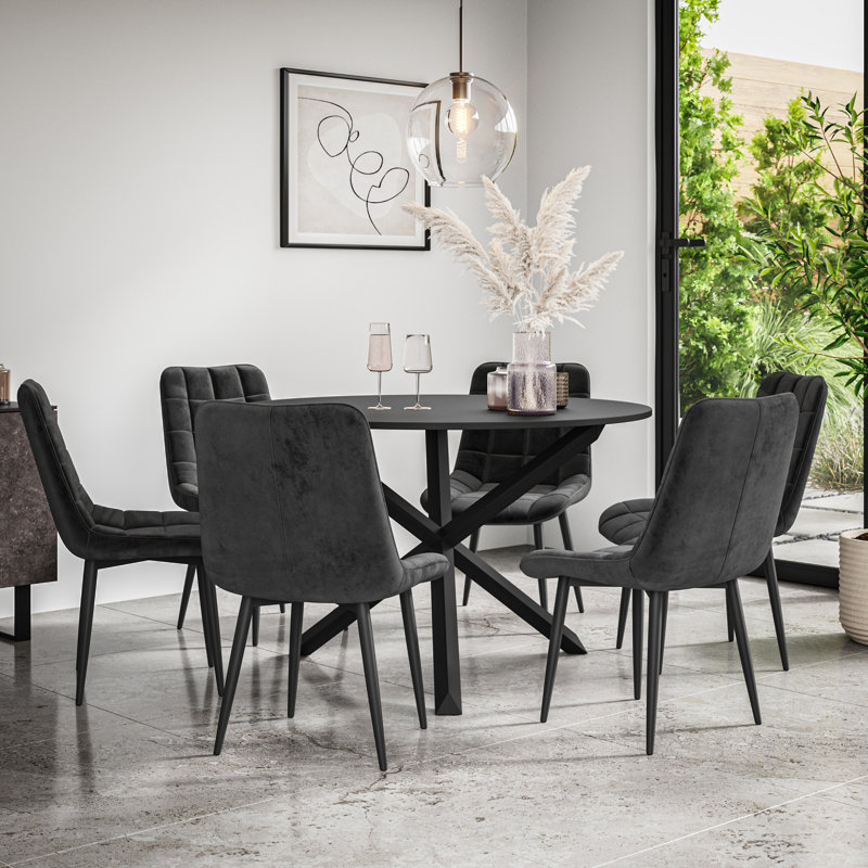 Darcus 6 - Person Dining Set, Black/Black/Black