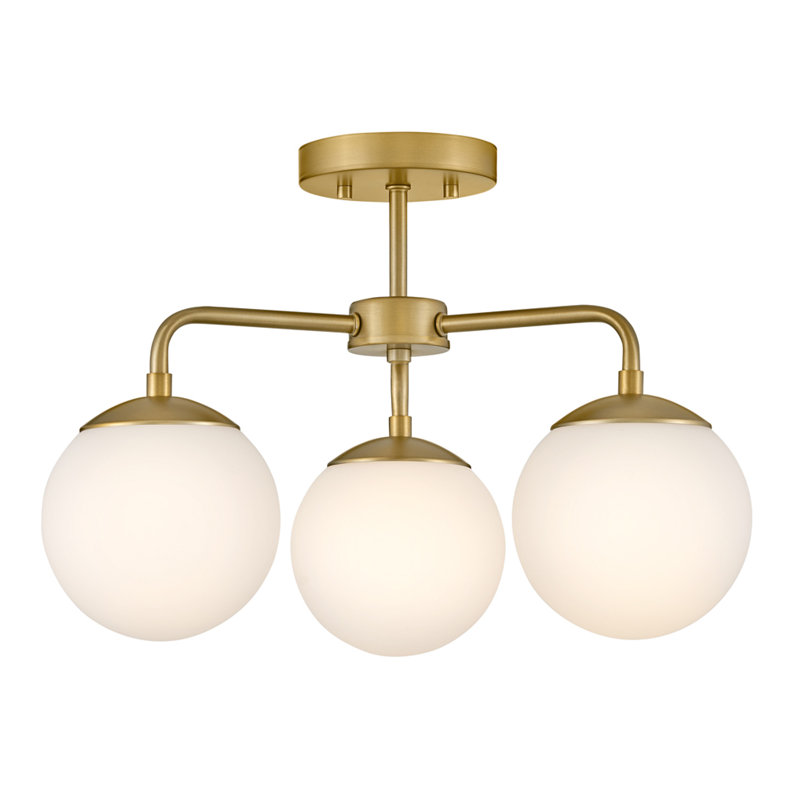 Plafonnier semi-encastré 20 po 3 lumières Kobie, Laiton laqué