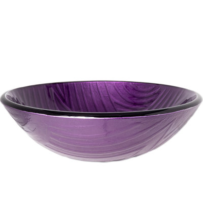 Novatto 16.75'' Purple Glass Circular Bathroom Sink with Faucet