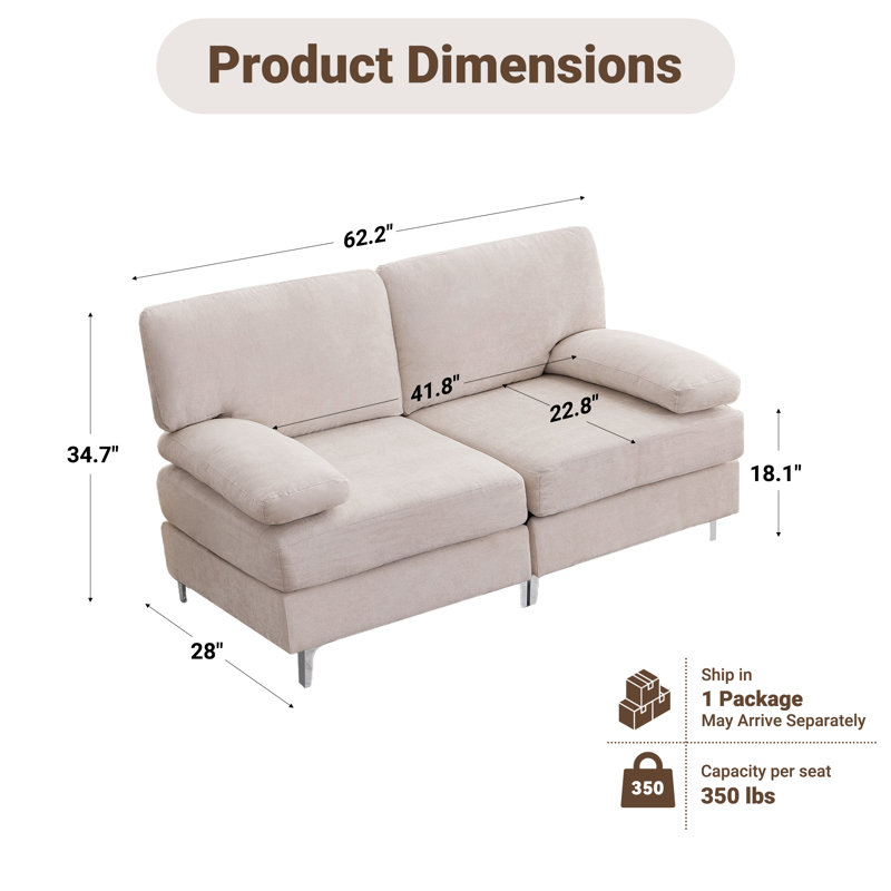 Canapé modulaire surdimensionné en chenille, Beige
