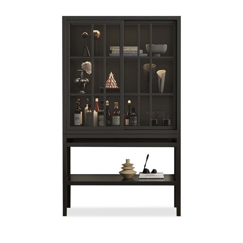 Black Solid Wood+Tempered Glass Display Cases