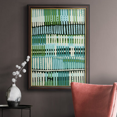 Motif bleu sarcelle II - Peinture sur toile encadrée