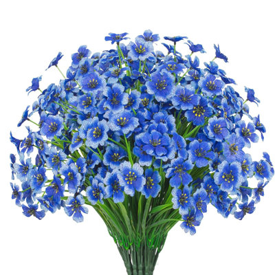 12 Bundles Artificial Flowers UV Resistant Outdoor Plants No Fade Faux Plastic Shrubs Fake Silk Flowers Window Box Garden Porch Home Decoration