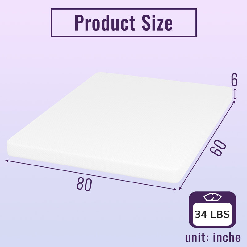 Matelas en mousse à mémoire de forme moyenne Manhattan, Grand lit, 6"
