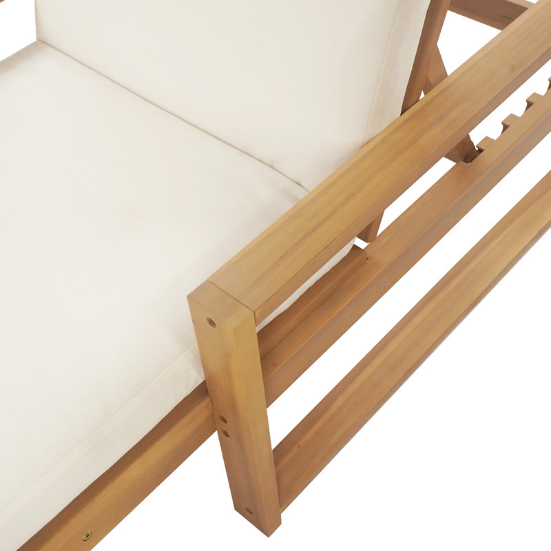TREXM Outdoor Lounge Chairs Set Of 2, Light Teak
