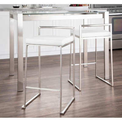 Upholstered Counter Stool with Metal Frame
