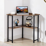 Jaycub Corner Desk Computer Desk with Storage Shelves Triangle Writing End Table for Small Space Bedroom