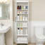 Armoire de rangement roulante mince avec tablettes à 7 niveaux, organisateur de salle de bain coulissant haut et étroit de 71 po sur roulettes avec poignée-1616465385