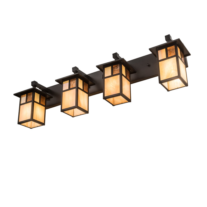 Craftsman Brown 39" Glass 4-Light Dimmable Vanity Light