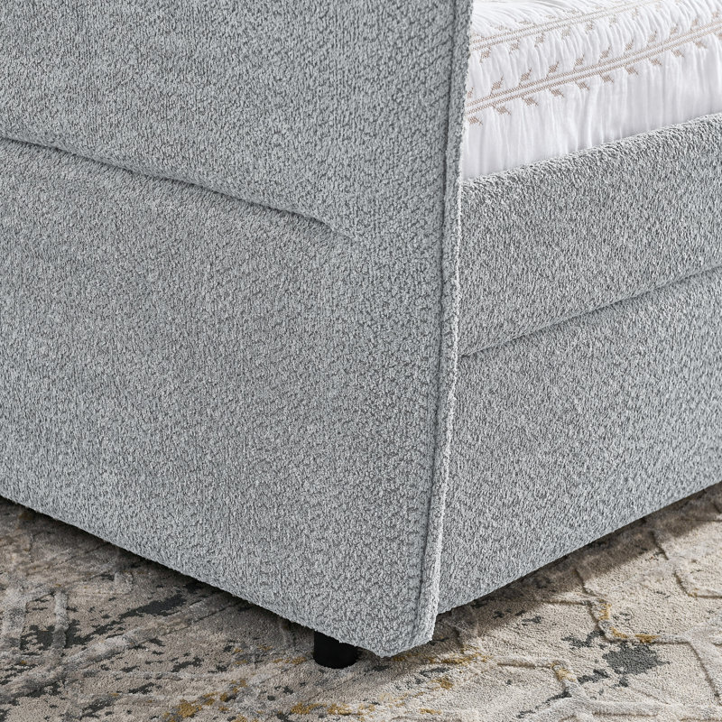 Élégant lit de jour rembourré capitonné avec deux tiroirs de rangement, parfait pour les espaces de vie modernes et confortables