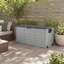 Coffre de terrasse extérieur en plastique gris 75 gallons toutes saisons avec roulettes pour le jardin