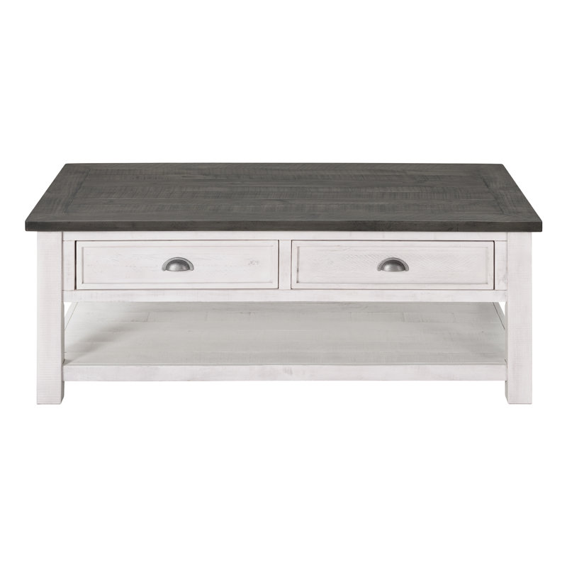 Holliman Solid Wood Single Coffee Table, White/Gray