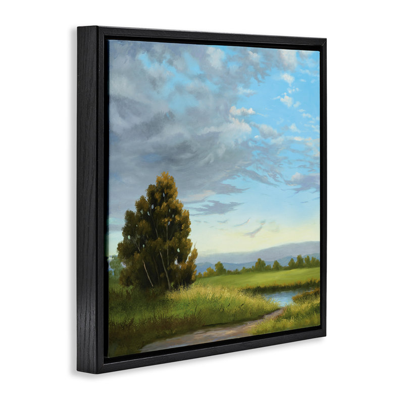 Cadre flottant avec nuages, paysage par Julie Peterson, Cadre flottant noir de jais, H 18 po x l 18 po