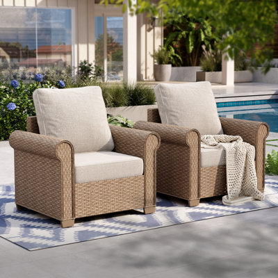 Rattan 2 - Person Seating Group with Cushions