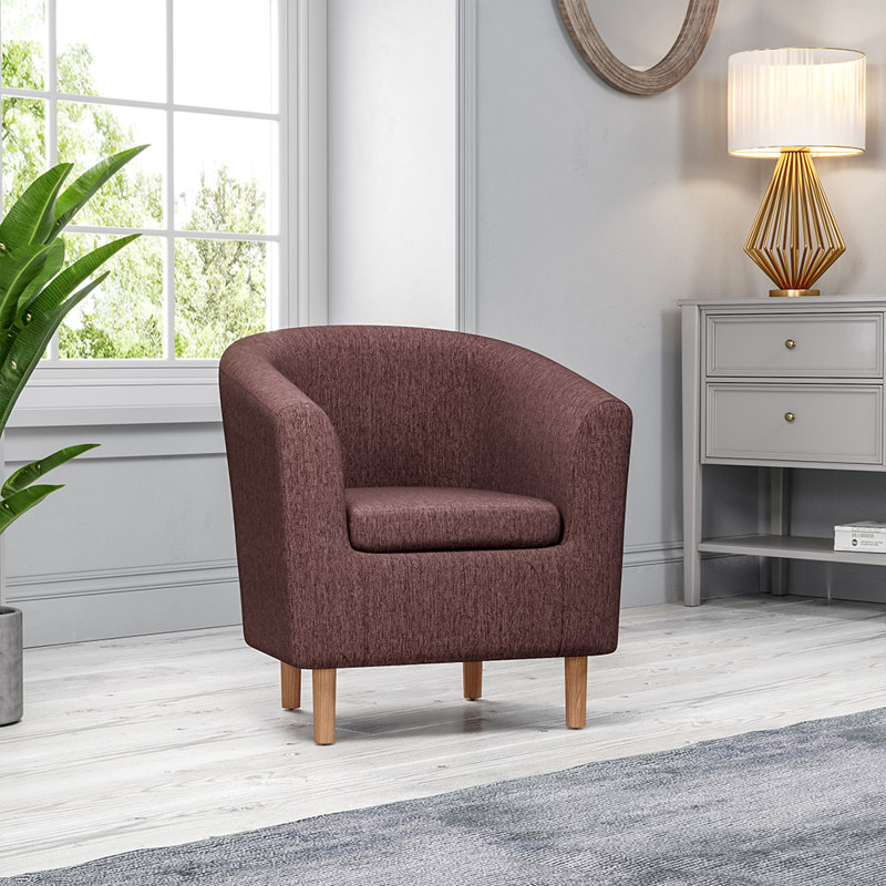 Twickenham Upholstered Barrel Chair, Brown