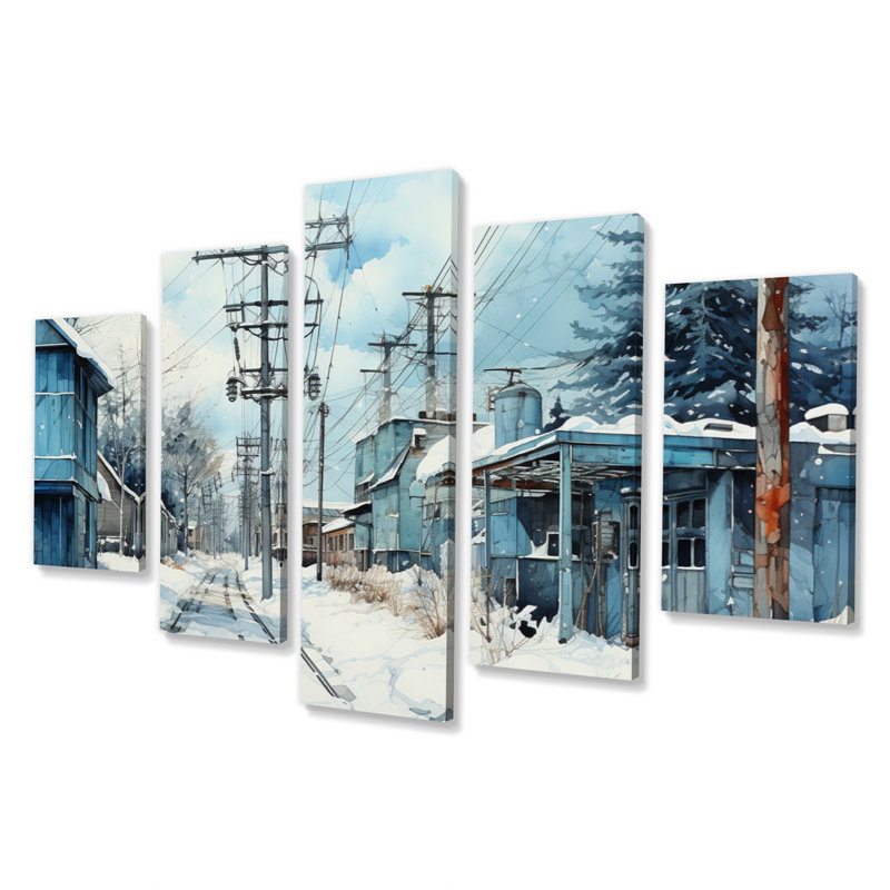 «Power Lines Winter Power II», reproduction sur toile - 5 panneaux