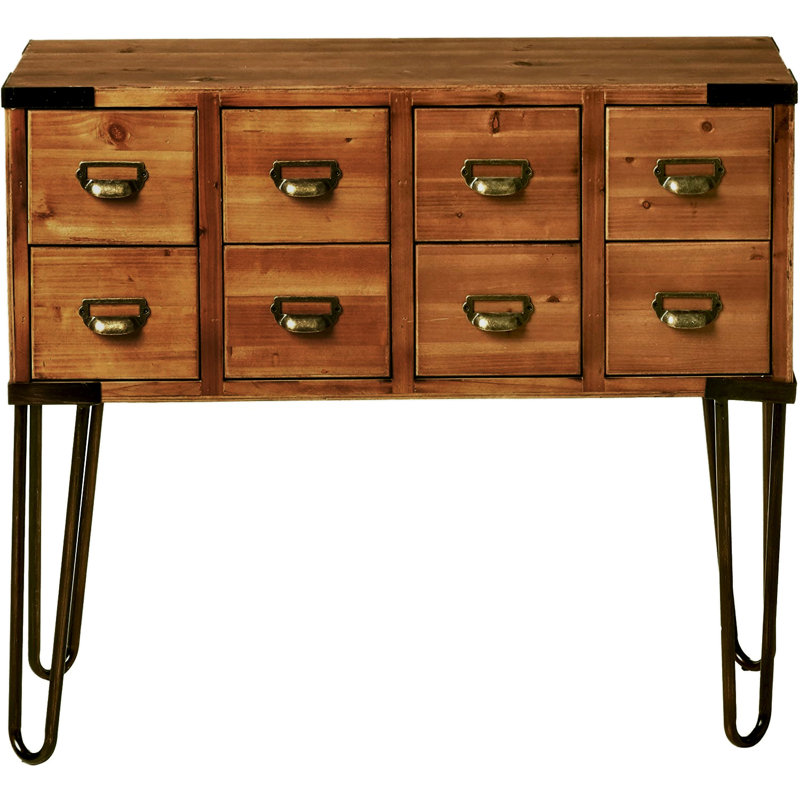 Console de rangement à 8 tiroirs H 32 po x l 36 po Ellefson, Noyer antique