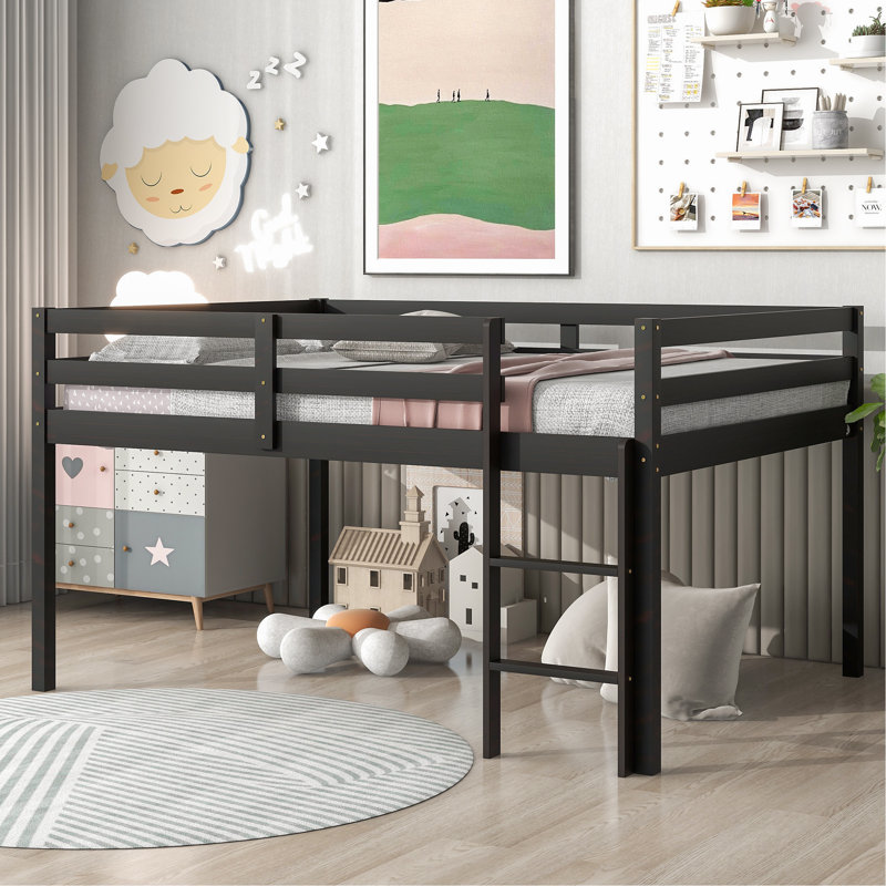 Base de lit double 44,5 po Jandery, Noir