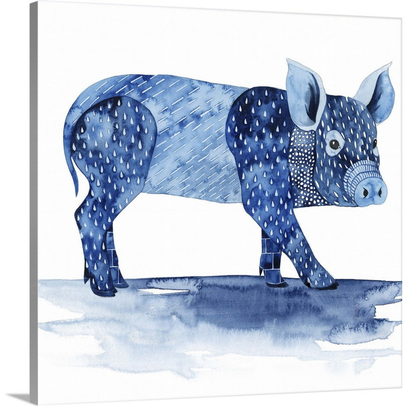 Art mural sur toile Cobalt Farm Animals II, H 16 po x l 16 po x P 1 po, Toile tendue
