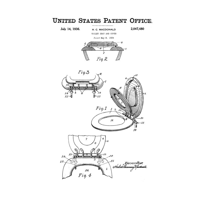 «Bath Time Patents V» par Studio W - reproduction sur toile tendue, H 12 po x l 8 po