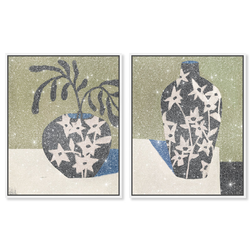 Noir Vase Set Set by Oliver Gal, 92"H x 74"W, White Floater Frame