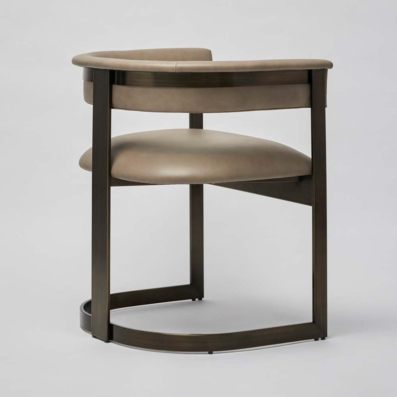 Darcy Leather Arm Chair, Fawn Taupe, Antique Bronze