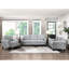 Chaise en tissu texturé gris foncé pour agencement de l'espace traditionnel revêtu de garniture de style transitionnel