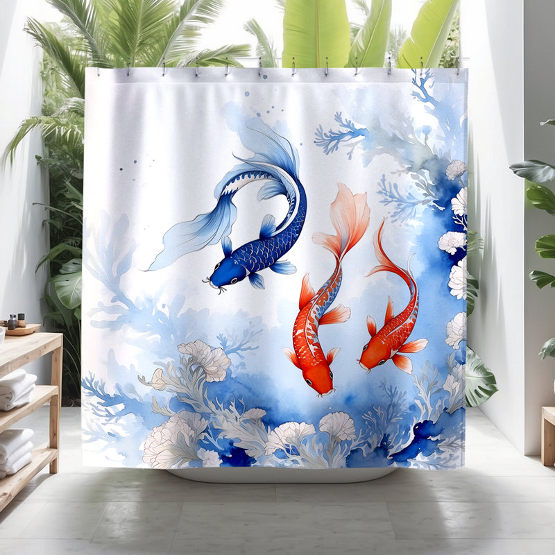 Fish Shower Curtain, Baddo Koi Fish
