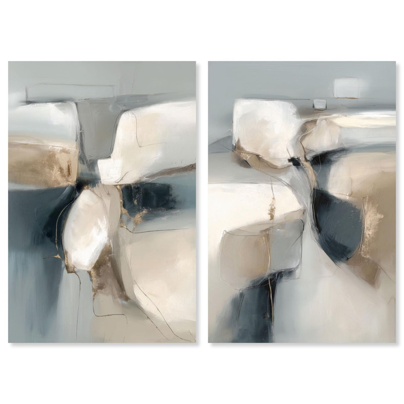 River Stones Collection Canvas Print Abstract Wall Decor Set by Art Remedy, Black Frame, 10 x 15, H 30 po x l 20 po