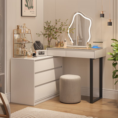 Ledah Vanity Desk with Mirror and Lights