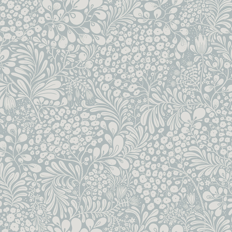 Kopec 33' L x 20.9" W Botanical Wallpaper Roll, Light Blue