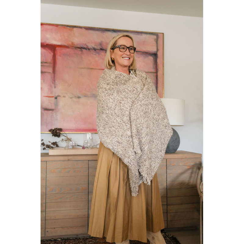 Natural Handloomed Heathered Chunky Bouclé Throw Blanket