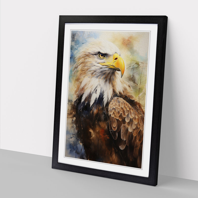 Eagle Expressionism No.2 - Single Picture Frame Print on Wood, Black Framed, 46cm H x 34cm W