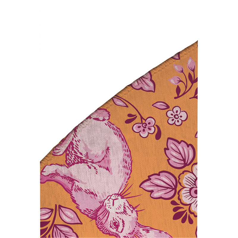 Tapis d'extérieur Bunny, Orange, Rond 5 pi