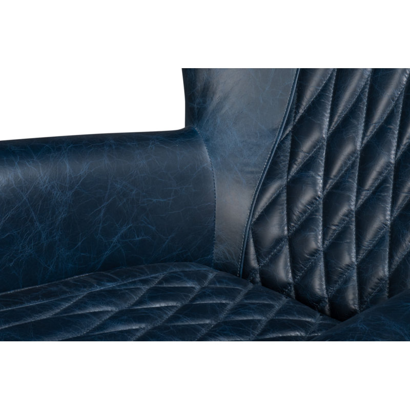 Bugatti Swivel Club Chair, Chateau Blue Genuine Leather