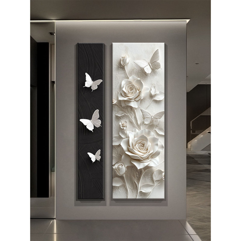 Murale florale luxueuse et haut de gamme en grès, H 59,06 po x l 29,53 po x P 1,38 po