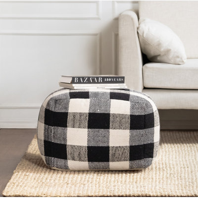 Guinda 20" Wide Square Checkered Pouf Ottoman by Union Rustic