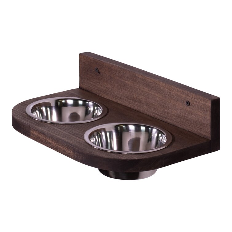 Walnut Pet Bowl Stand